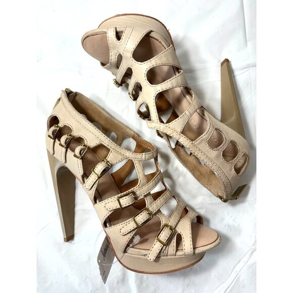 L.A.M.B Gwen Stefani LAMB DAVIN Natural Leather Strappy Pumps Size 6.5 - Picture 8 of 16